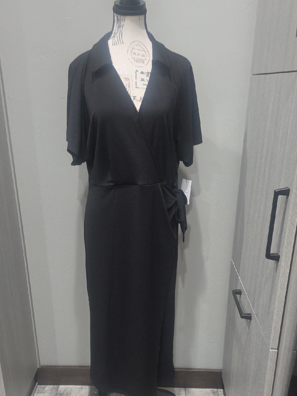 Nine West Black Wrap Maxi Dress with Side Tie